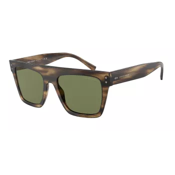 GIORGIO ARMANI Unisex Sunglasses AR8177-54092A - Striped Havana Frame, Dark Green Lenses, 52mm