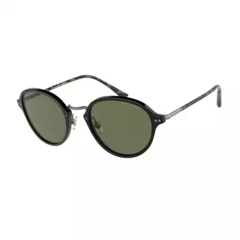 GIORGIO ARMANI Moteriški Akiniai Nuo Saulės AR8139-500131 Juodas Acetato Rėmas Kvadratinė Forma Pilki Lęšiai 51mm
