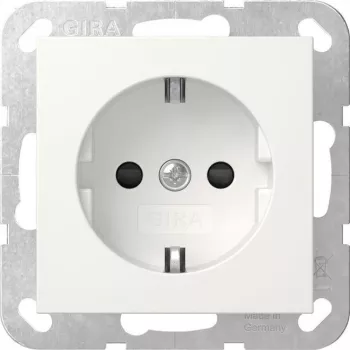 GIRA 418303 SCHUKO elektros lizdas su padidinta apsauga nuo prisilietimo, System 55, blizgus grynas baltas