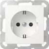 Gira 418327 SCHUKO elektros lizdas su SafetyPlus, varžtiniai gnybtai, System 55, baltas matinis