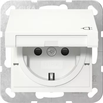 Gira 441427 SCHUKO lizdas su atlenkiamu dangteliu, System 55, grynai balta