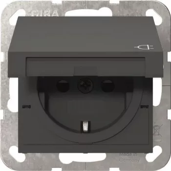 Gira 441428 SCHUKO lizdas su atlenkiamu dangteliu ir Safety Plus, System 55, antracito spalvos