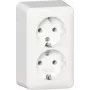 GIRA 478013 2 lizdų SCHUKO rozetė su montavimo plokšte, paviršinio montavimo, grynai balta