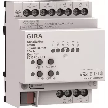 Gira KNX komutavimo ir žaliuzių pavara 6f/3f 16 A 503300
