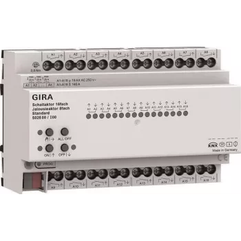 Gira KNX komutavimo ir žaliuzių/rolo užuolaidų vykdymo modulis 16/8 kanalų 16 A REG Plus su KNX Secure 502800