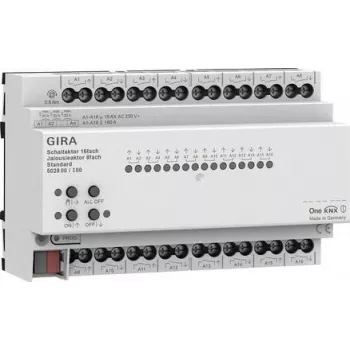 Gira KNX komutavimo ir žaliuzių/rolo užuolaidų vykdymo modulis 16/8 kanalų 16 A REG Plus su KNX Secure 502800