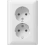 Gira Standard 55 dvigubas SCHUKO lizdas, grynai balta, push-in gnybtai, be nagų 078803