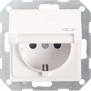 Gira System 55 Schuko lizdo įdėklas, gryna balta blizgi, 16 A, 250 V, varžtiniai gnybtai, įleidžiamas 045403