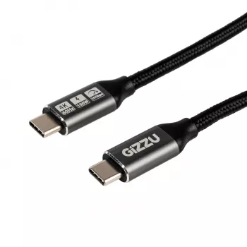 GIZZU 100W 10Gbps USB-C į USB-C laidas 1m juodas