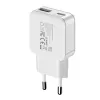 Gizzu 2-Port 20W GaN sieninis įkroviklis USB-C PD 3.0 + USB-A QC 3.0 greito įkrovimo adapteris - baltas