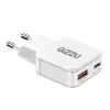 Gizzu 2-Port 20W GaN sieninis įkroviklis USB-C PD 3.0 + USB-A QC 3.0 greito įkrovimo adapteris - baltas