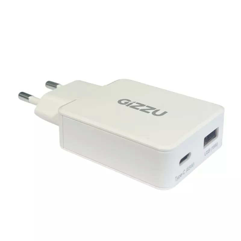 Gizzu 2-Port 65W GaN sieninis įkroviklis