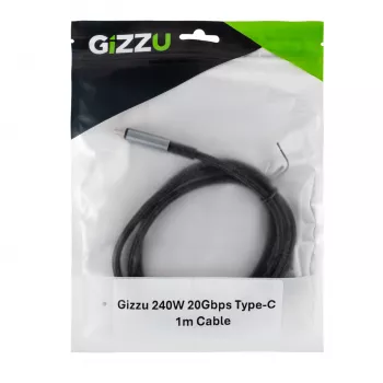 GIZZU 240W 20Gbps USB-C į USB-C pintas laidas 1m juodas