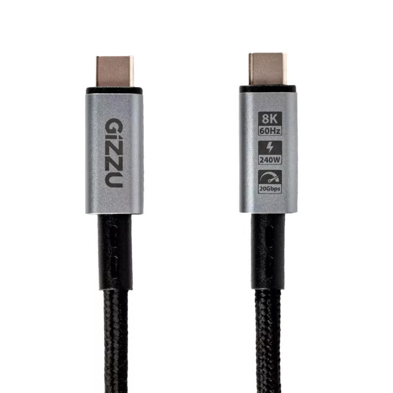 GIZZU 240W 20Gbps USB-C į USB-C pintas laidas 1m juodas