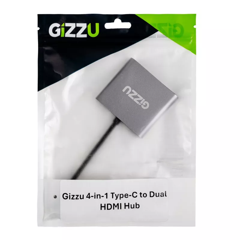 Gizzu 4-in-1 Type-C į Dual HDMI Hub
