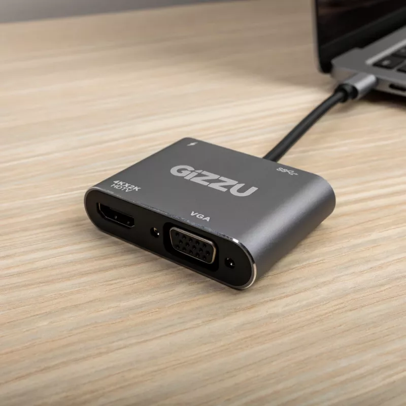 Gizzu 4-in-1 Type-C į HDMI/VGA/USB3.0 Hub