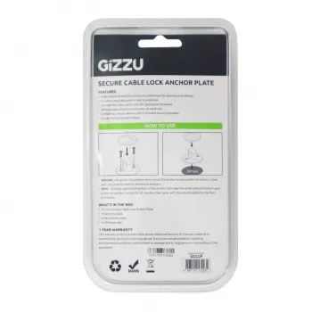 GIZZU Laptop Lock Plate – universalus apsaugos inkaras Kensington spynoms, lipnus cinko lydinys, sidabrinis