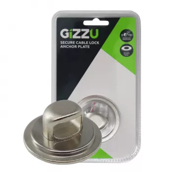 GIZZU Laptop Lock Plate – universalus apsaugos inkaras Kensington spynoms, lipnus cinko lydinys, sidabrinis