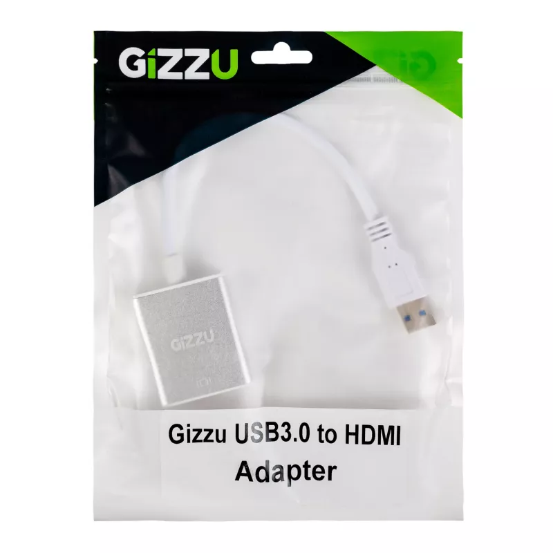 Gizzu USB 3.0 į HDMI adapteris - Full HD 1080p vaizdo išvedimas, juodas