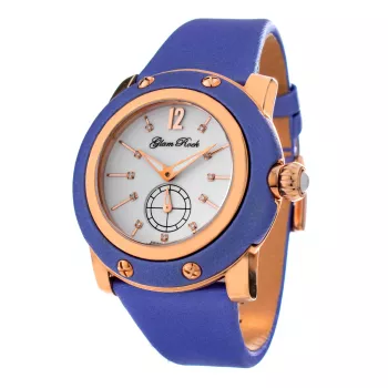 GLAM ROCK GR10050 Miami Collection moteriškas laikrodis, 46 mm, baltas odinis dirželis, Swiss Quartz