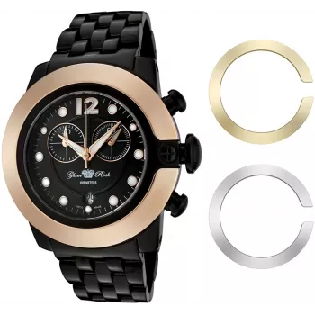 GLAM ROCK GR32183 Vyriškas Šveicariškas Kvarcinis Laikrodis 44mm Juodas Silikonas