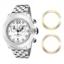GLAM ROCK Women's Miami Beach Chronograph Watch GR32154 – 44 mm nerūdijančio plieno korpusas, baltas silikoninis dirželis, šveicariškas kvarcinis mechanizmas