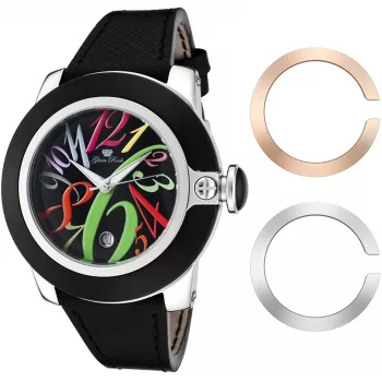 GLAM ROCK Women's Watch GR32018 Miami Collection 44mm Swiss Quartz Stainless Steel Leather Black