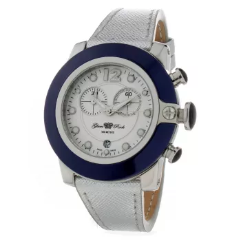GLAM ROCK Moteriškas laikrodis GR32116 (44mm) – Šveicariškas kvarcas, nerūdijantis plienas, juodas silikoninis dirželis