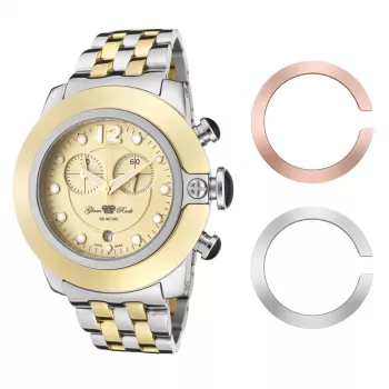GLAM ROCK Moteriškas Laikrodis GR32159 (44mm) – Šveicariškas Kvarcas, Baltas Perlamutro Ciferblatas, Silikoninis Dirželis