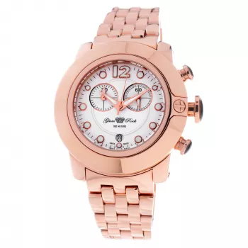 GLAM ROCK Moteriškas Laikrodis GR32180 44mm Šveicariškas Kvarcinis Chronografas Baltas Silikonas