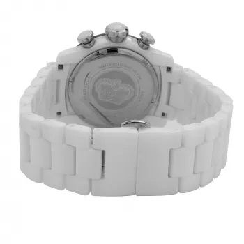 GLAM ROCK Moteriškas Laikrodis GR50116D (42mm) - Šveicariškas Kvarcas, Baltas Perlamutro Ciferblatas, Balta Silikoninė Juosta