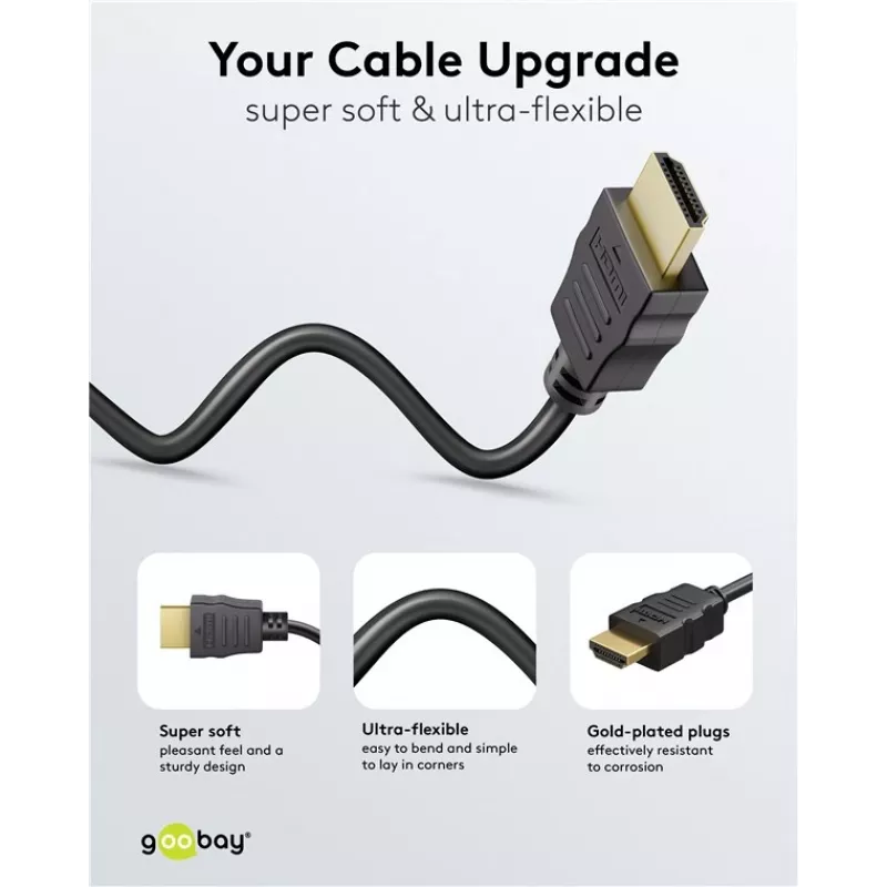 Goobay 80105 Soft High-Speed HDMI laidas su Ethernet – 5 m, juodas