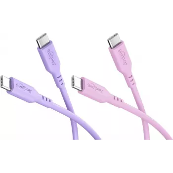 Goobay Berry Swirl rinkinys 2x USB-C silikoniniai kabeliai, 1,5 m, violetinė ir rožinė 81273