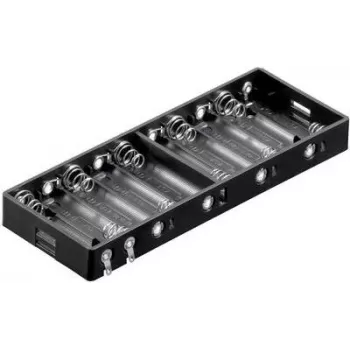 Goobay BH AA 10xL pasyvus baterijų laikiklis 10 AA baterijoms, nuoseklus jungimas, 15V išėjimas, juodas 11986