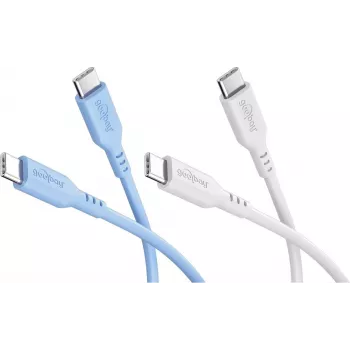 Goobay Ice Breeze rinkinys 2x USB-C silikoniniai kabeliai, 1,5 m, mėlynas ir baltas (81257)