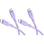 Goobay rinkinys 2x USB-C silikoninis kabelis, 1,5 m, violetinis (81249)