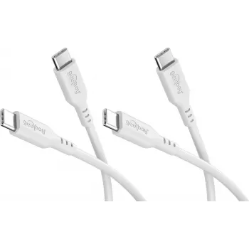 Goobay rinkinys 2x USB-C silikoninis kabelis, 1,5 m, baltas (81244)