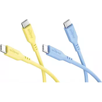 Goobay Sun & Sky rinkinys 2x USB-C silikoniniai kabeliai 1,5 m geltonas ir mėlynas 81274