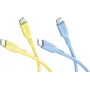 Goobay Sun & Sky rinkinys 2x USB-C silikoniniai kabeliai 1,5 m geltonas ir mėlynas 81274