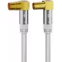 Goobay TV antenos kabelis (135 dB tip.), 4x ekranuotas, 1 m, baltas - auksuoti, 90° koaksialinis lizdas > 90° koaksialinis kištukas (70411)