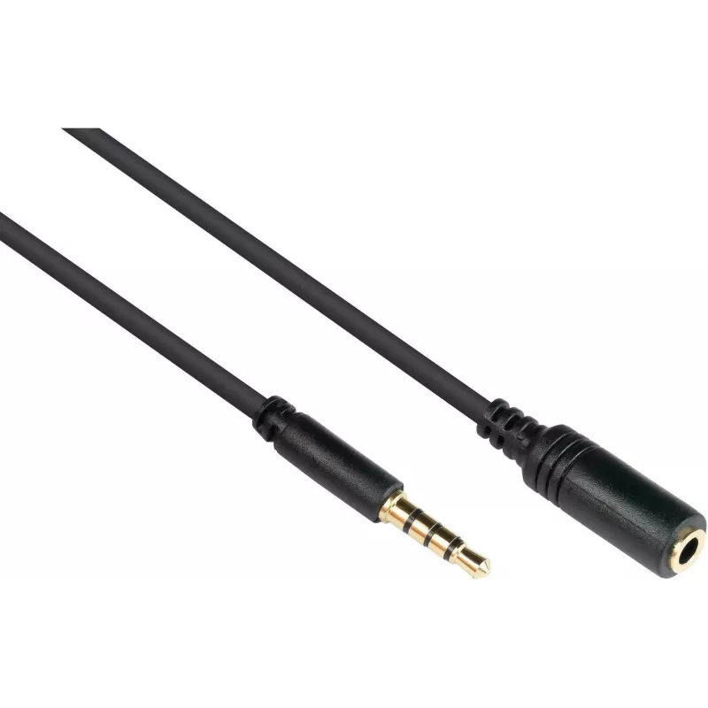 Good Connections 3.5mm 4-polių TRRS garso prailginimo kabelis, vyriškas į moterišką, 1,5 m, juodas AS-35V4B15