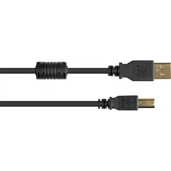 Good Connections USB 2.0 laidas Type-A į Type-B su ferito šerdimi, auksuotas, juodas, 3 m