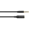 GoodConnections 3.5mm 4-pole TRRS audio extension cable, male to female, 3m, black AS-35V4B3