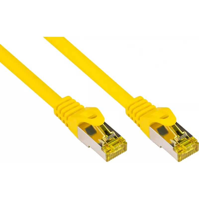 GoodConnections 40m Cat.7 S/FTP PiMF halogen-free RJ45 komutacinis kabelis su fiksatoriaus apsauga, geltonas 8070R-400Y