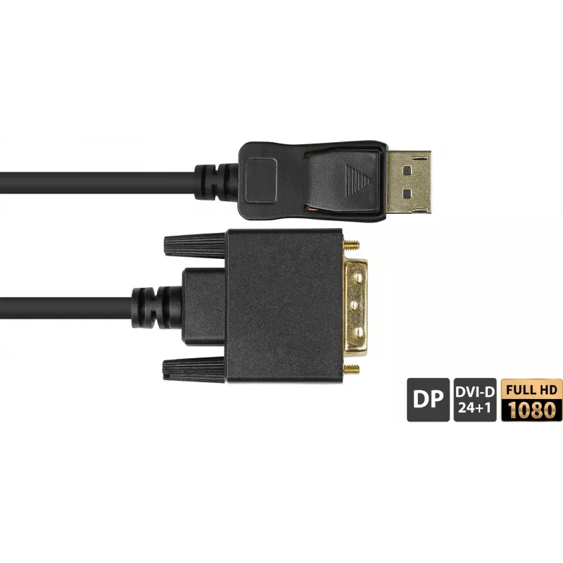 GoodConnections DisplayPort į DVI-D 24+1 jungiamasis laidas - 24K auksu dengti kontaktai - OFC - juodas - 5m