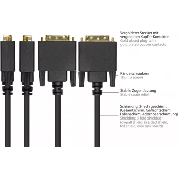 GoodConnections DisplayPort į DVI-D 24+1 jungiamasis laidas - 24K auksu dengti kontaktai - OFC - juodas - 5m