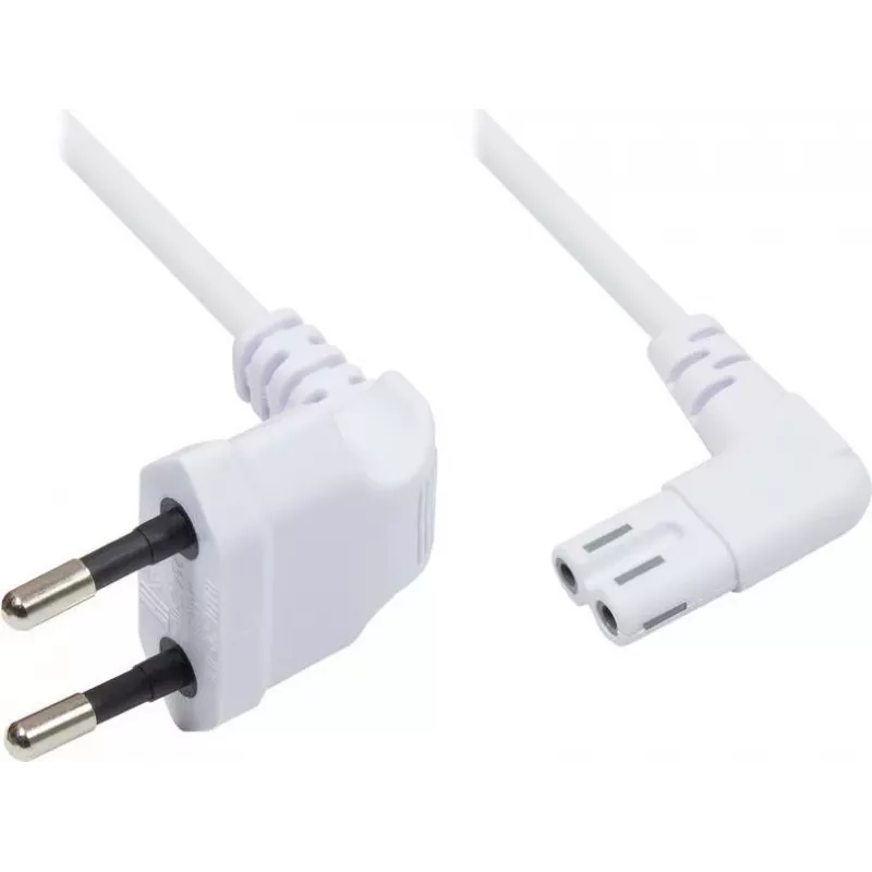 GoodConnections Euro maitinimo kabelis, Europlug į IEC C7 (figure-8), abu jungtys 90° kampu, baltas, 1,5 m (1550-ZW015W)
