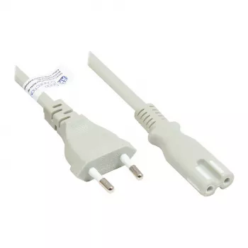 GoodConnections Euro maitinimo laidas Europlug Type C (tiesus) į C7/Euro 8 lizdą (tiesus), pilkas, 0,75 mm², 5 m, Good Connections® (P0370-GR050)