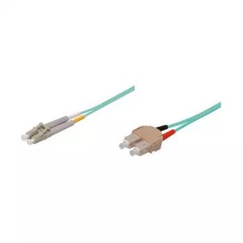 GoodConnections šviesolaidinis pataisos kabelis dvipusis OM3 daugiamodis 50/125 µm LC/SC, LSZH, keičiamas poliškumas, 5 m, akvamarinas