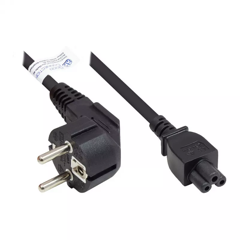 GoodConnections P0105-S018 maitinimo laidas 1,8 m – Schuko kištukas E+F iki IEC C5 dobilėlis – H05VV-F – 250V 2.5A – juodos spalvos